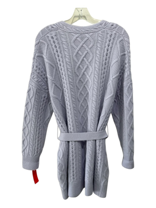 Magaschoni Size M Light Blue Gray Cashmere Cable Knit Pockets Sash Cardigan Light Blue Gray / M