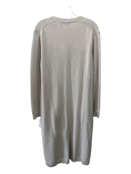 Theory Size L Light Beige Cashmere Blend Button Down V Neck Long Sleeve Dress Light Beige / L