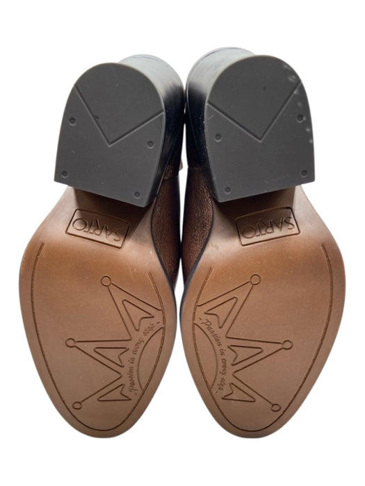 Sarto Shoe Size 8 Bronze Leather Metallic Stitching Detail Back Zip Booties Bronze / 8