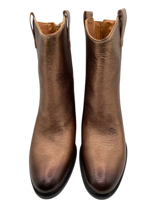 Sarto Shoe Size 8 Bronze Leather Metallic Stitching Detail Back Zip Booties Bronze / 8