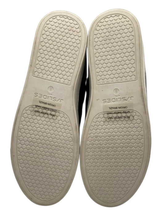 J/Slides Shoe Size 8 Black & White Suede Shearling lace up Side Zip Sneakers Black & White / 8