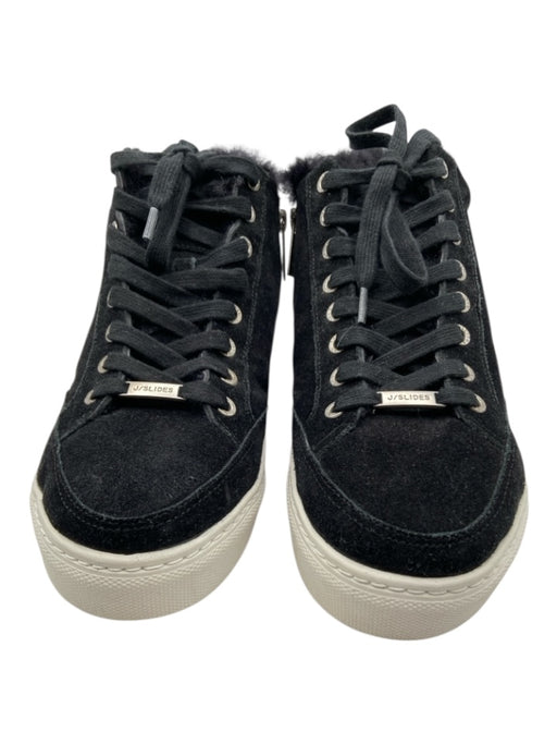 J/Slides Shoe Size 8 Black & White Suede Shearling lace up Side Zip Sneakers Black & White / 8