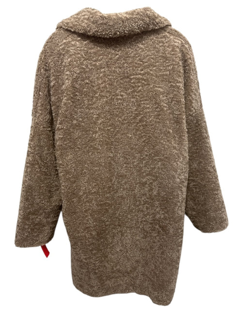 Zara Size M Brown Polyester Lapels Button Front Faux Fur Jacket Brown / M