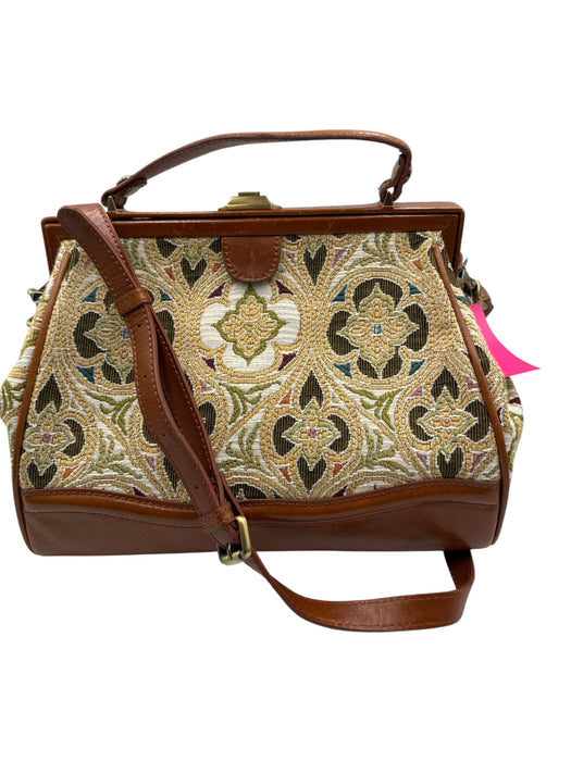 Patricia Nash Brown & Multi Leather Textile Top Handle Crossbody Strap Bag Brown & Multi / M