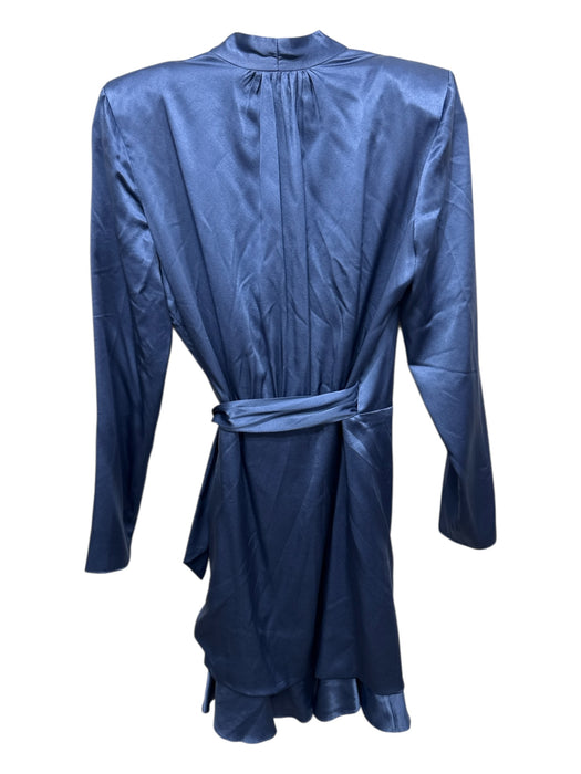 Veronica Beard Size 4 Blue Silk Blend Shirred Surplice Tie Waist Dress Blue / 4