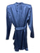 Veronica Beard Size 4 Blue Silk Blend Shirred Surplice Tie Waist Dress Blue / 4