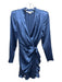 Veronica Beard Size 4 Blue Silk Blend Shirred Surplice Tie Waist Dress Blue / 4
