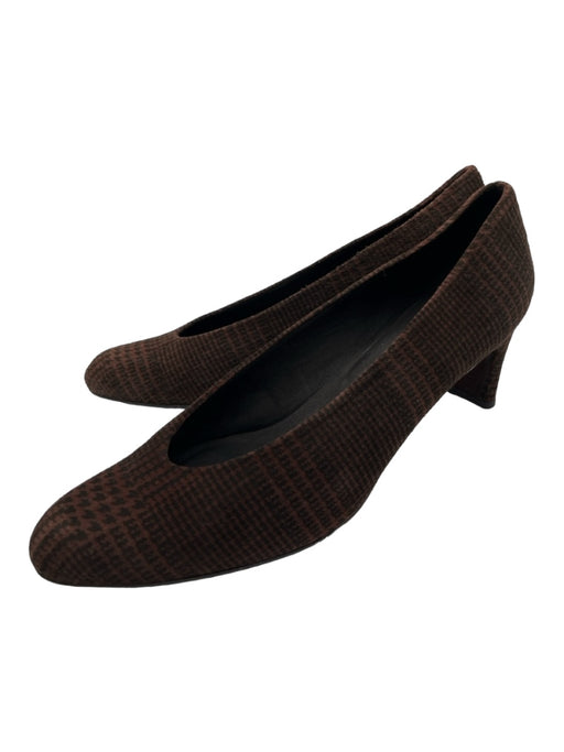 Stuart Weitzman Shoe Size 10.5 Brown & Black Suede Plaid Almond Toe Midi Pumps Brown & Black / 10.5