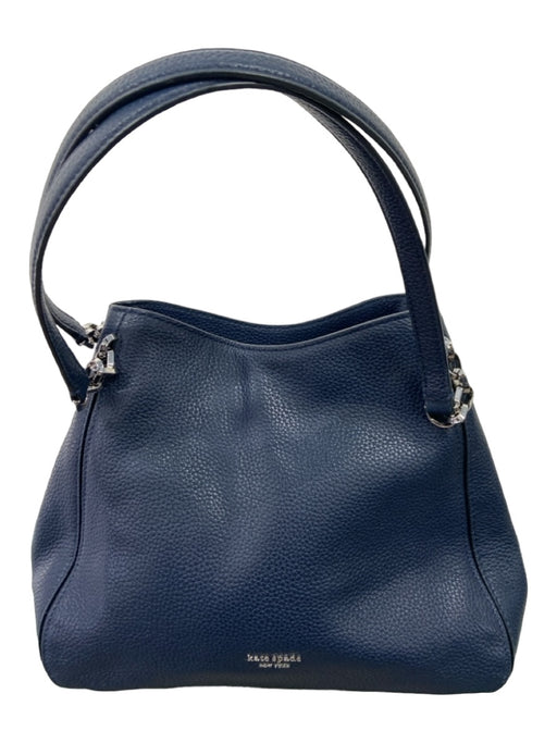 Kate Spade Navy Pebbled Leather Double Top Handle Silver Hardware Bag Navy / S