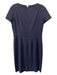 Carlisle Size 12 Navy Wool Wide Neck Cap Sleeve gold accent Sheath Dress Navy / 12