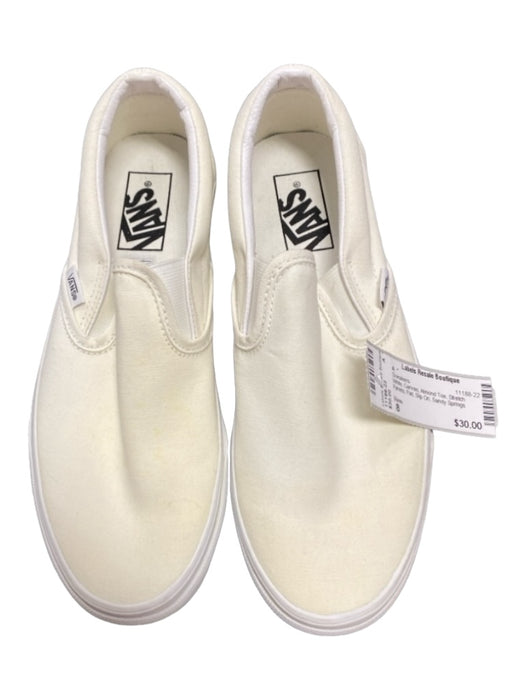 Vans Shoe Size 8 White Canvas Almond Toe Stretch Panels Flat Slip On Sneakers White / 8