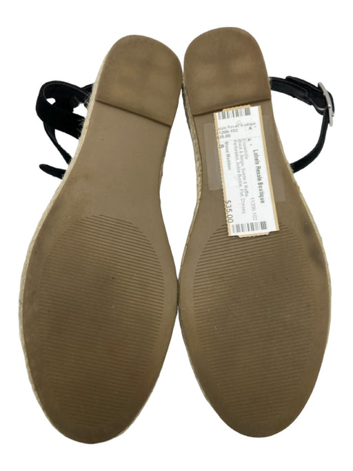Steve Madden Shoe Size 8 Black & Beige Suede & Raffia Perforated Flat Espadrille Black & Beige / 8