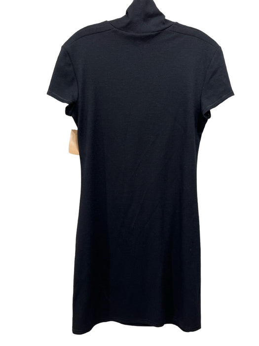 Helmut Lang Size Large Black Wool & Nylon Blend Short Sleeve Turtleneck Dress Black / Large