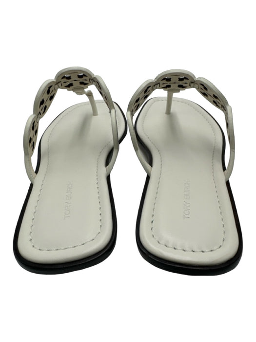 Tory Burch Shoe Size 8.5 White Leather Thong Logo Slip On Sandals White / 8.5