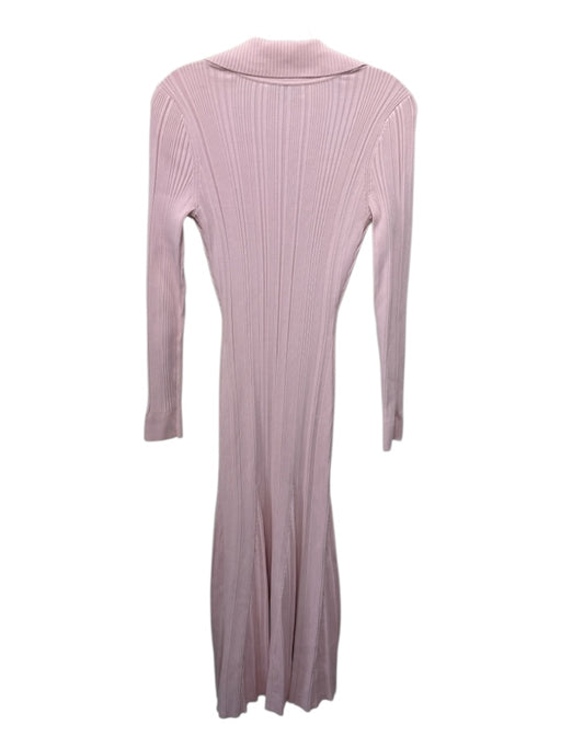Self Portrait Size M Light Pink Polythylene Ribbed Knit Collar Long Sleeve Dress Light Pink / M
