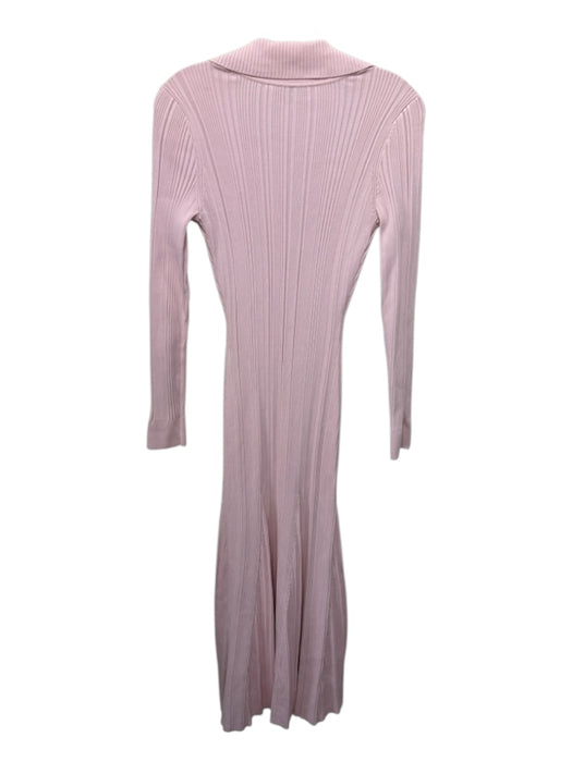 Self Portrait Size M Light Pink Polythylene Ribbed Knit Collar Long Sleeve Dress Light Pink / M