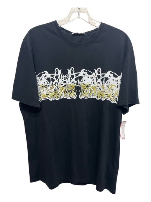 Versace Collection Size XL Black & White Cotton Blend Abstract Crew Short Sleeve Black & White / XL