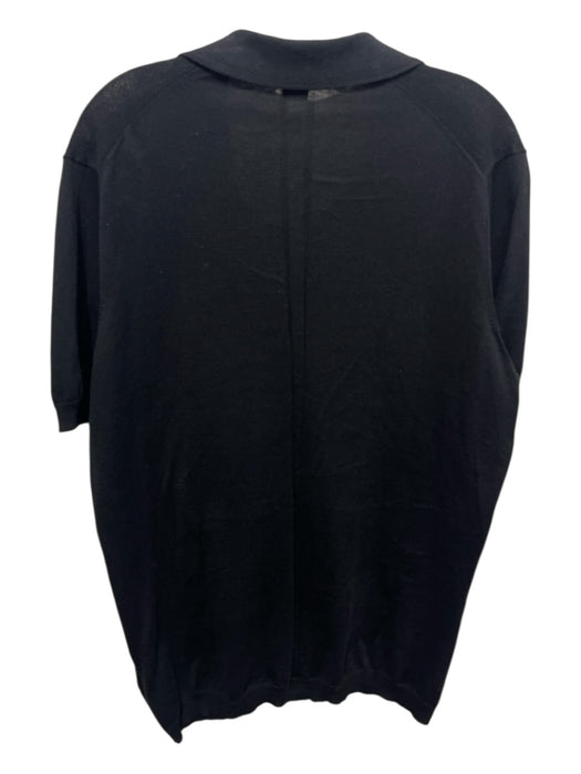 Porsche Design Size L Black Cotton Blend Solid Polo Knit Men's Short Sleeve Black / L