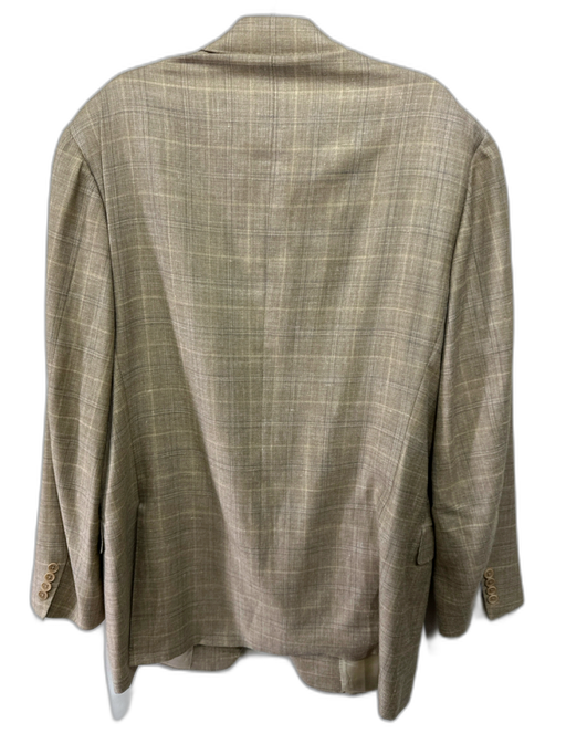Canali Tan Wool Blend Plaid 2 Button Men's Blazer Tan / 54L
