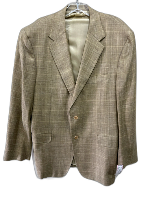 Canali Tan Wool Blend Plaid 2 Button Men's Blazer Tan / 54L