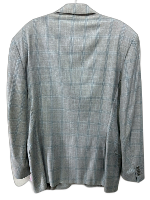 Canali Gray & Blue Wool Blend Plaid 2 Button Men's Blazer Gray & Blue / 56L