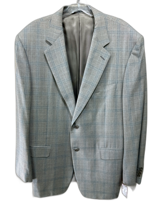 Canali Gray & Blue Wool Blend Plaid 2 Button Men's Blazer Gray & Blue / 56L