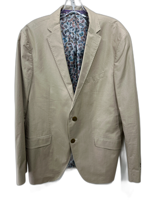 Etro Tan Cotton Blend Solid 2 Button Men's Blazer Tan / 56