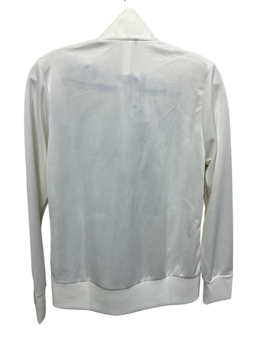 Adidas Size M White Polyester Zip Front Logo Mock Neck Long Sleeve Jacket White / M