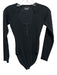 Good American Size S Black Cotton Ribbed 1/4 Button Long Sleeve Bodysuit Black / S