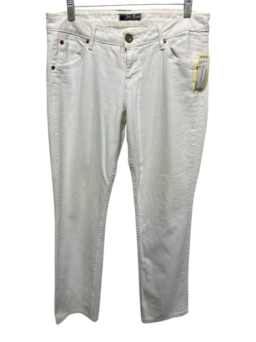 Hudson Size 29 White Cotton Blend Zip & Button Straight Mid Rise Jeans White / 29