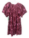 A.L.C. Size 2 Red & Pink Cotton Short Sleeve Abstract Block Print V Neck Dress Red & Pink / 2