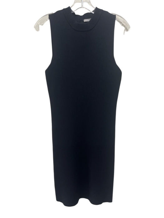 Tart Size M Black Viscose Rib Knit Sleeveless Back Zip Knee length Dress Black / M