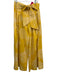 Studio F Size 6 Yellow Linen Tie Waist Zip Back Printed Flowy Pants Yellow / 6
