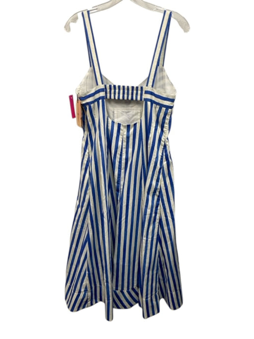 La Ligne Size 8 Blue & White Cotton Sleeveless Striped Back Cut Out Midi Dress Blue & White / 8