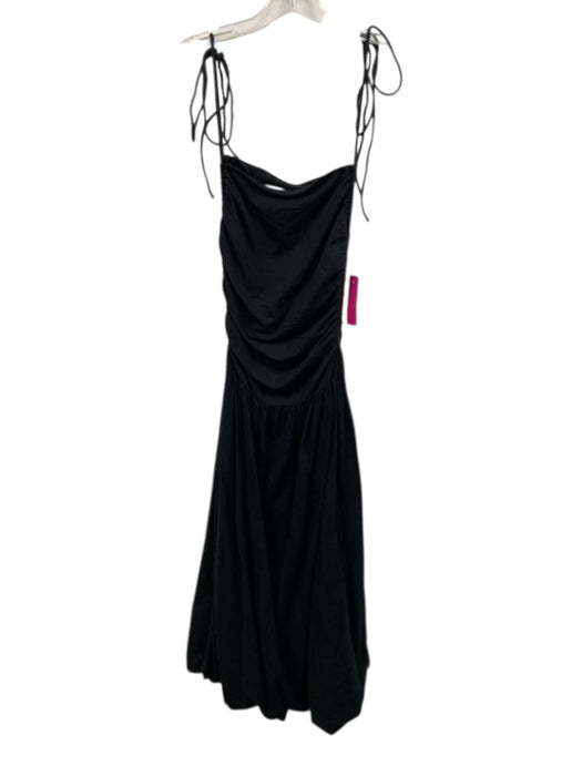 FP Beach Size Small Black Cotton Blend Spaghetti Strap Ruched Gathered Dress Black / Small
