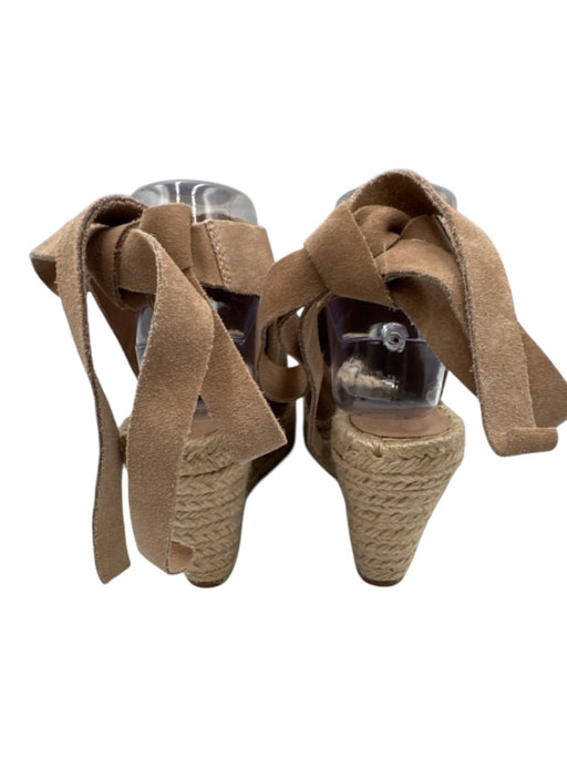 Loeffler Randall Shoe Size 8.5 Beige Leather Suede Peep Toe Open Heel Espadrille Beige / 8.5