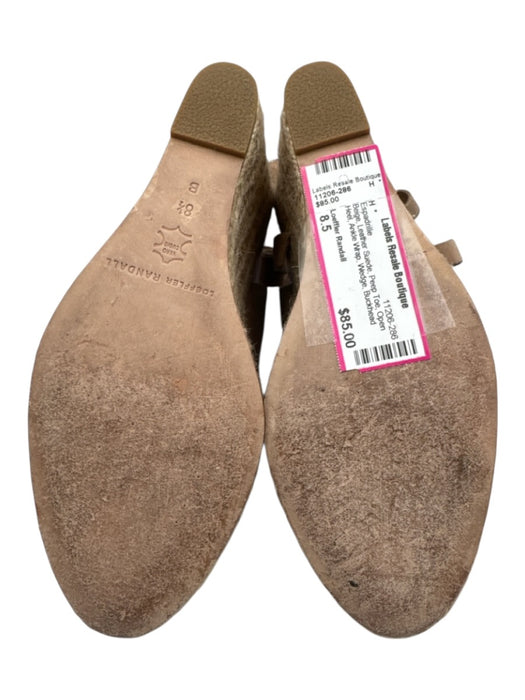 Loeffler Randall Shoe Size 8.5 Beige Leather Suede Peep Toe Open Heel Espadrille Beige / 8.5