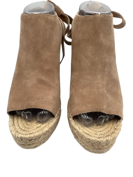 Loeffler Randall Shoe Size 8.5 Beige Leather Suede Peep Toe Open Heel Espadrille Beige / 8.5