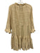 Pearl & Caviar Size S/M Beige Cotton Half Sleeve Jacquard Print V Neck Dress Beige / S/M