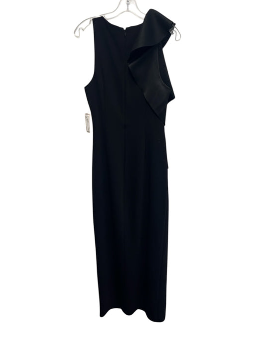 Halston Size 8 Black Sleeveless Ruffles Satin Trim slit Gown Black / 8