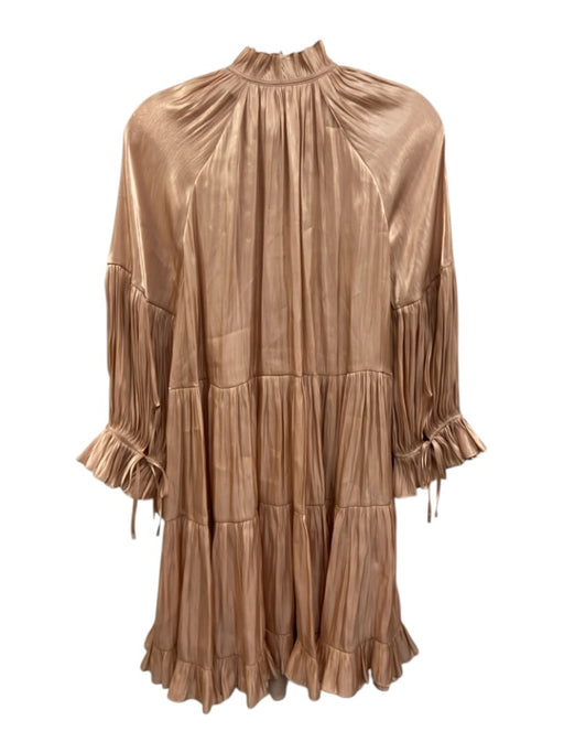 Cinq a Sept Size 6 Pink Beige Polyester Long Sleeve Shimmer V Neck Dress Pink Beige / 6