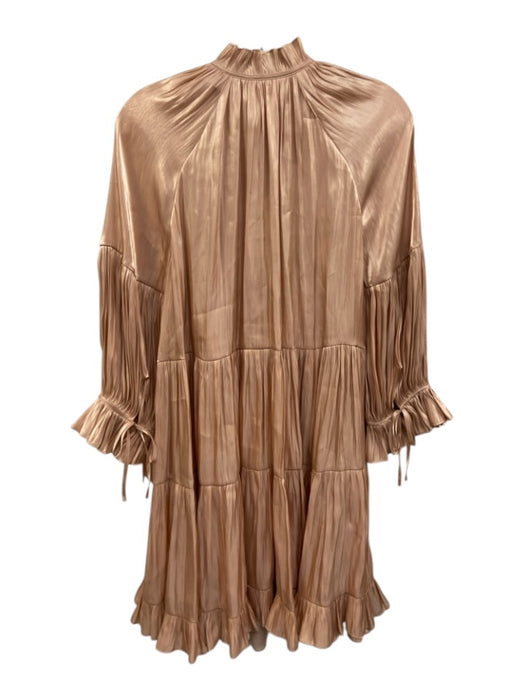 Cinq a Sept Size 6 Pink Beige Polyester Long Sleeve Shimmer V Neck Dress Pink Beige / 6