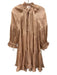 Cinq a Sept Size 6 Pink Beige Polyester Long Sleeve Shimmer V Neck Dress Pink Beige / 6