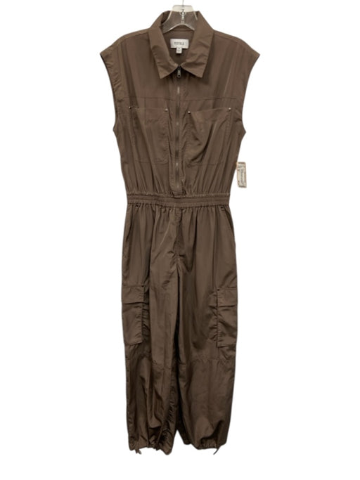 Pistola Size XS Light Brown Polyester Sleeveless Zip Front Jumpsuit Light Brown / XS