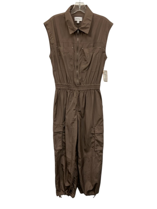Pistola Size XS Light Brown Polyester Sleeveless Zip Front Jumpsuit Light Brown / XS