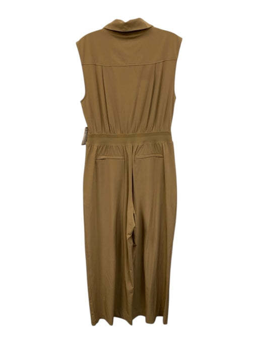 Athleta Size 6P Khaki Beige Polyester Blend Sleeveless Pleated Wide Leg Jumpsuit Khaki Beige / 6P