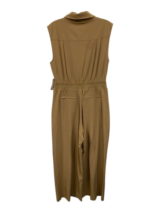 Athleta Size 6P Khaki Beige Polyester Blend Sleeveless Pleated Wide Leg Jumpsuit Khaki Beige / 6P