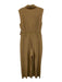Athleta Size 6P Khaki Beige Polyester Blend Sleeveless Pleated Wide Leg Jumpsuit Khaki Beige / 6P