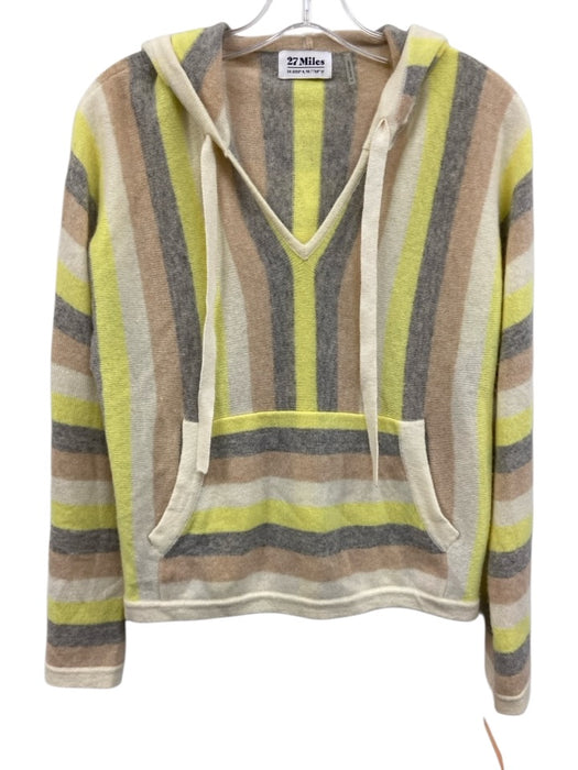 27 Miles Size XS Yellow, Brown, Black Cashmere Long Sleeve Striped Hood Sweater Yellow, Brown, Black / XS