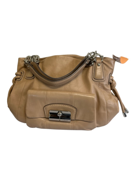 Coach Beige Leather Silver Hardware Shoulder Strap Magnetic Close Bag Beige / M
